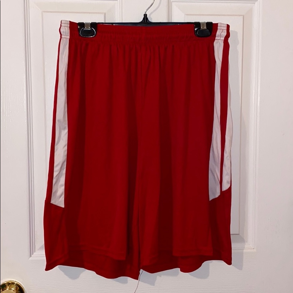 Unisex Large basketball shorts, Red & White